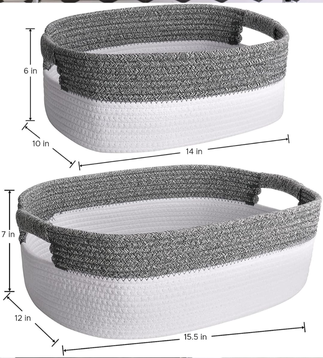 panier en corde de coton 2 pièces