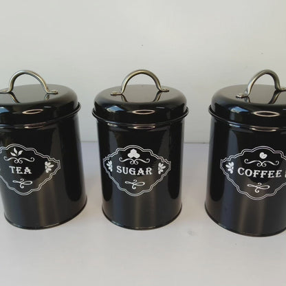 3 pc Boîtes de rangement en métal pour café