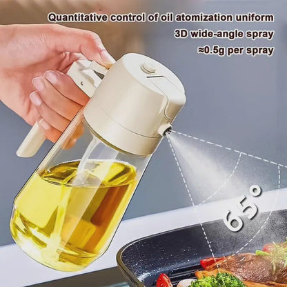 Distributeur d'huile de cuisine à double usage de 600 ml avec vaporisateur d'huile à jet