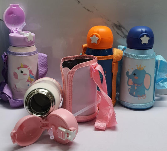 500ml Tasse thermique avec paille et sac de transport en cartoon