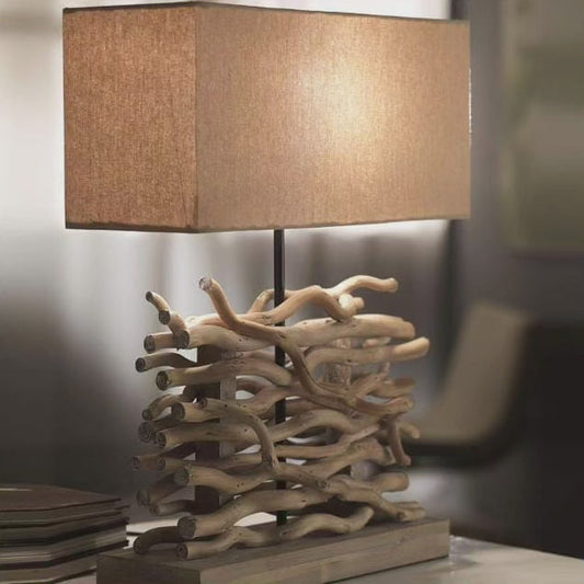 Lampes de chevet avec base en bois torsadé
