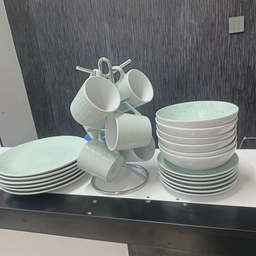 Set de dîner en céramique de 24 pièces