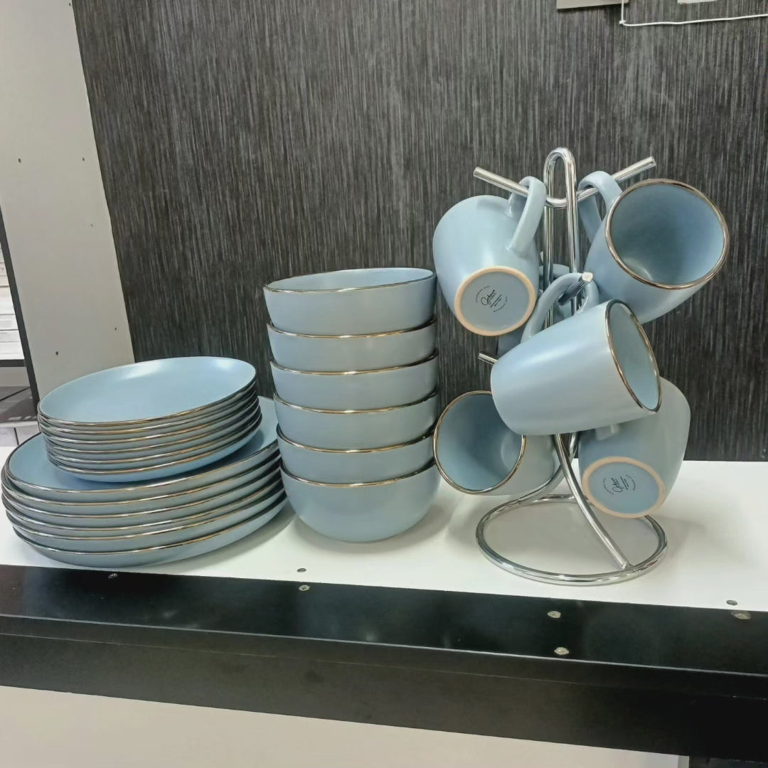 Set de dîner en céramique de 24 pièces