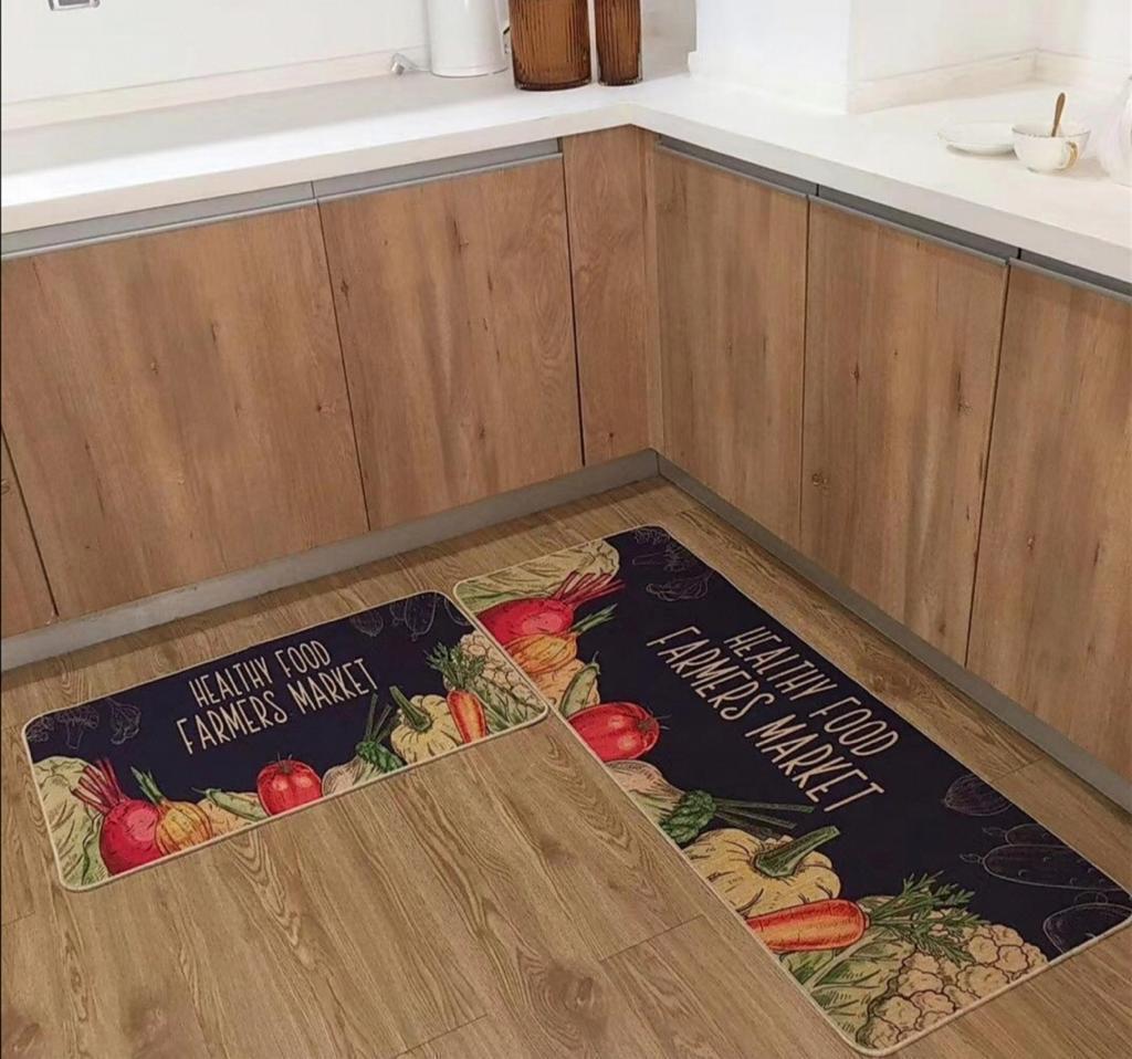 2 en 1 Tapis en caoutchouc de cuisine antidérapants