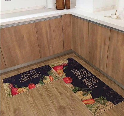 2 en 1 Tapis en caoutchouc de cuisine antidérapants
