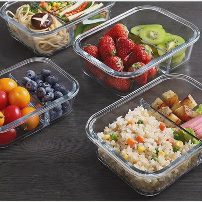 Boîte à lunch partitionnée en verre borosilicate