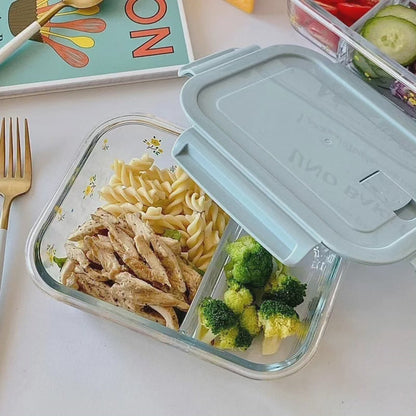 Boîte à lunch partitionnée en verre borosilicate
