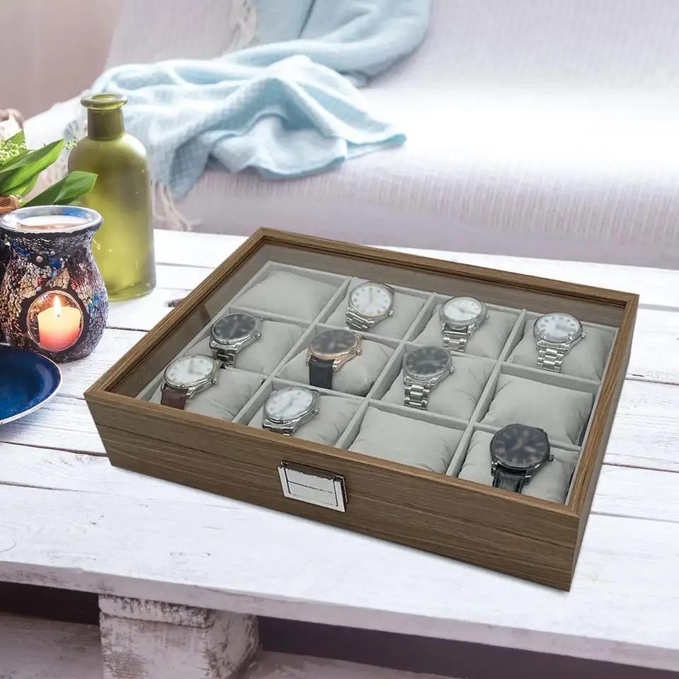 Organisateur de montres en bois 12 pièces