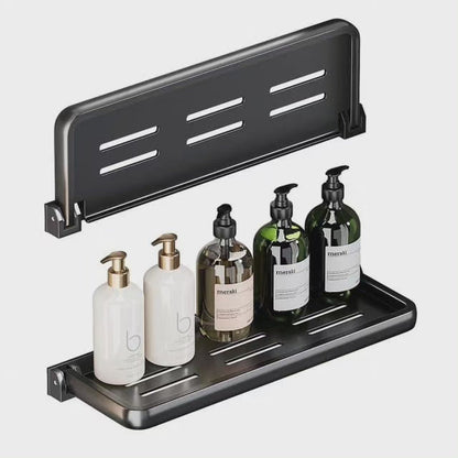 Étagère flottante rectangulaire pliable en métal multi-usage 1pc Noir