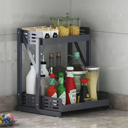 Étagère à épices de cuisine pliante multifonctionnelle à 2 niveaux
