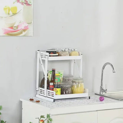 Étagère à épices de cuisine pliante multifonctionnelle à 2 niveaux