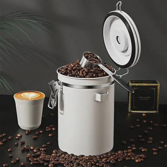 Conteneur de stockage alimentaire sous vide en acier inoxydable pour grains de café