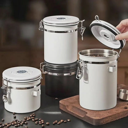 Conteneur de stockage alimentaire sous vide en acier inoxydable pour grains de café