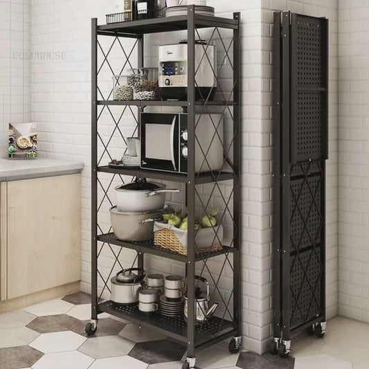Étagère de rangement métallique pliable et mobile à 5 niveaux