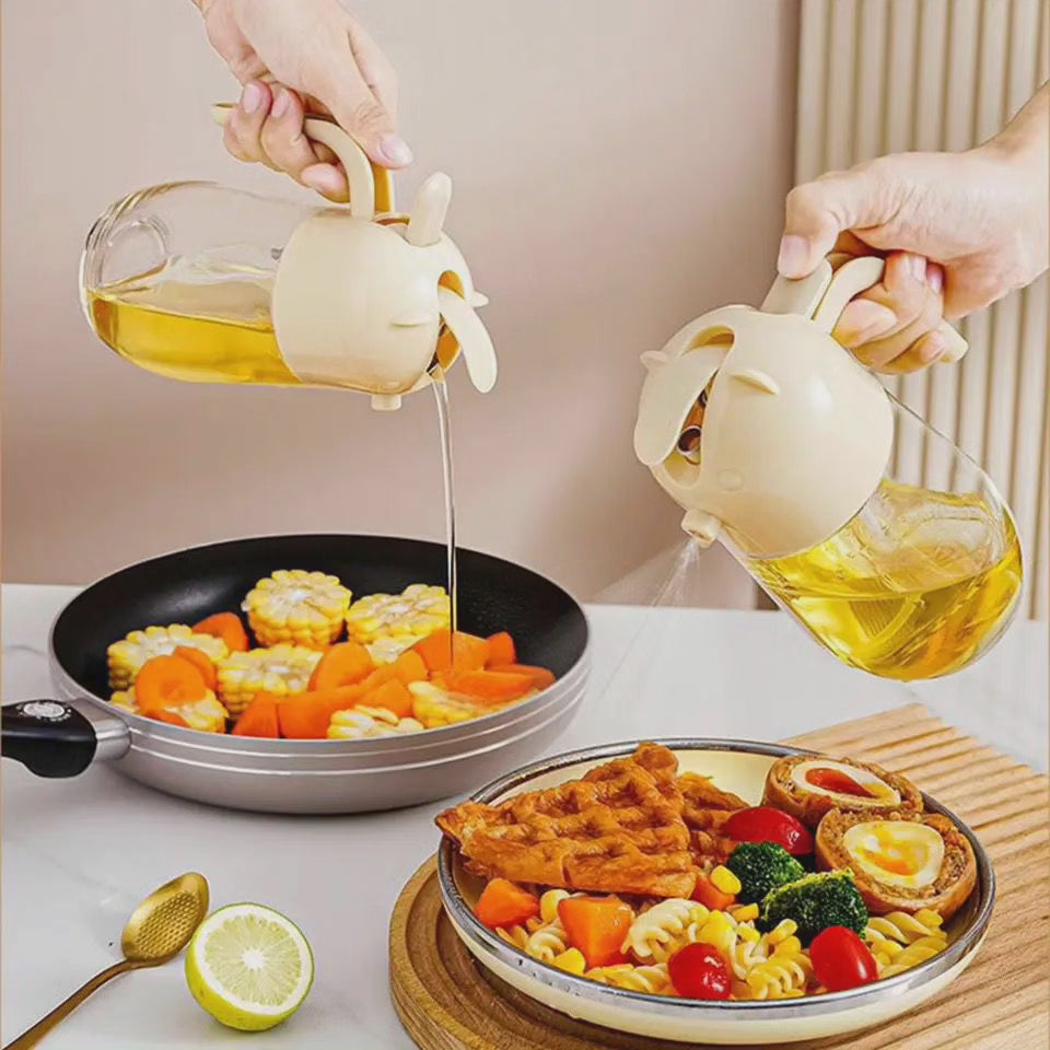 Bouteille en verre pulvérisateur d'huile 2 en 1 avec bec verseur