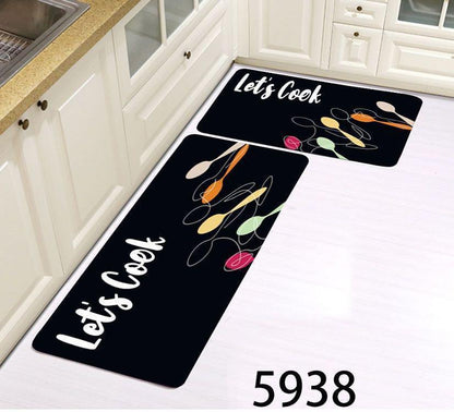 2 en 1 Tapis en caoutchouc de cuisine antidérapants
