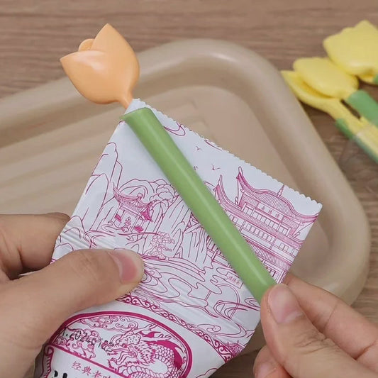 Ensemble de 5 clips de rangement alimentaire magnétiques en forme de tulipe pour réfrigérateur