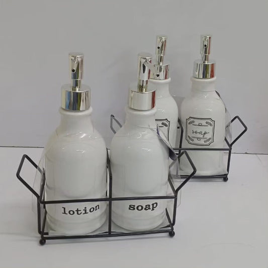 Distributeur de savon et de lotion avec support métallique