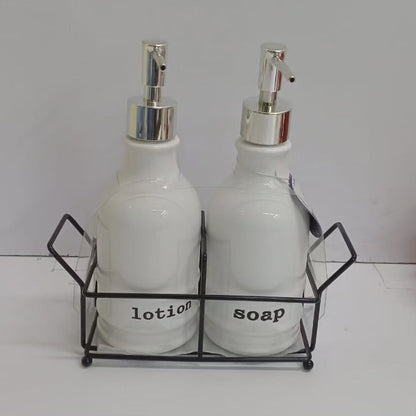 Distributeur de savon et de lotion avec support métallique