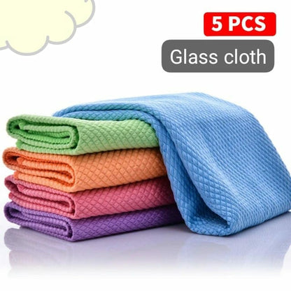 Chiffon de nettoyage en verre 5 pcs pour miroirs et fenêtres