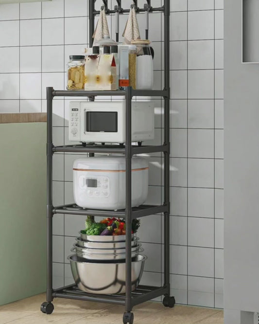 Étagère multipurpose à 4 niveaux avec crochets
