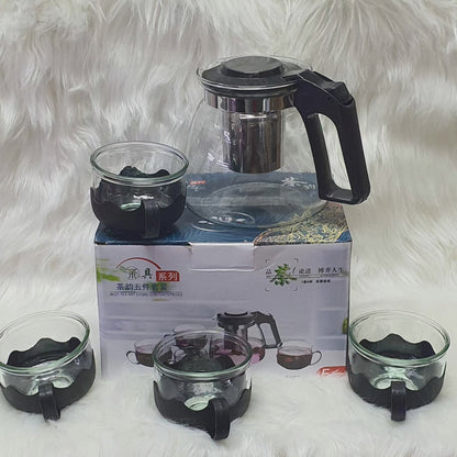 Set de thé infuseur en verre transparent résistant à la chaleur de 5 pièces