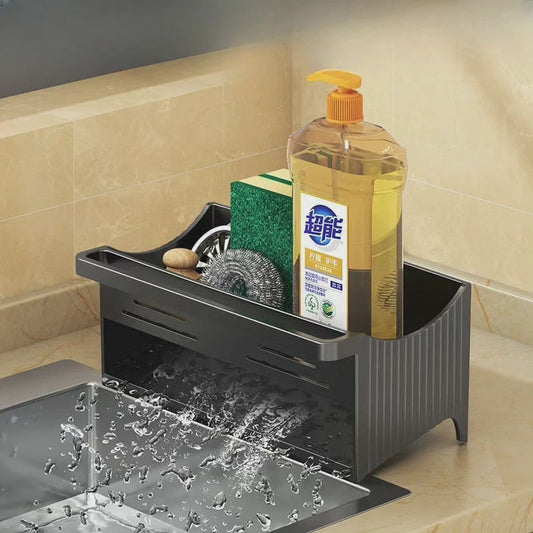 Étagère de rangement pour évier avec drainage automatique