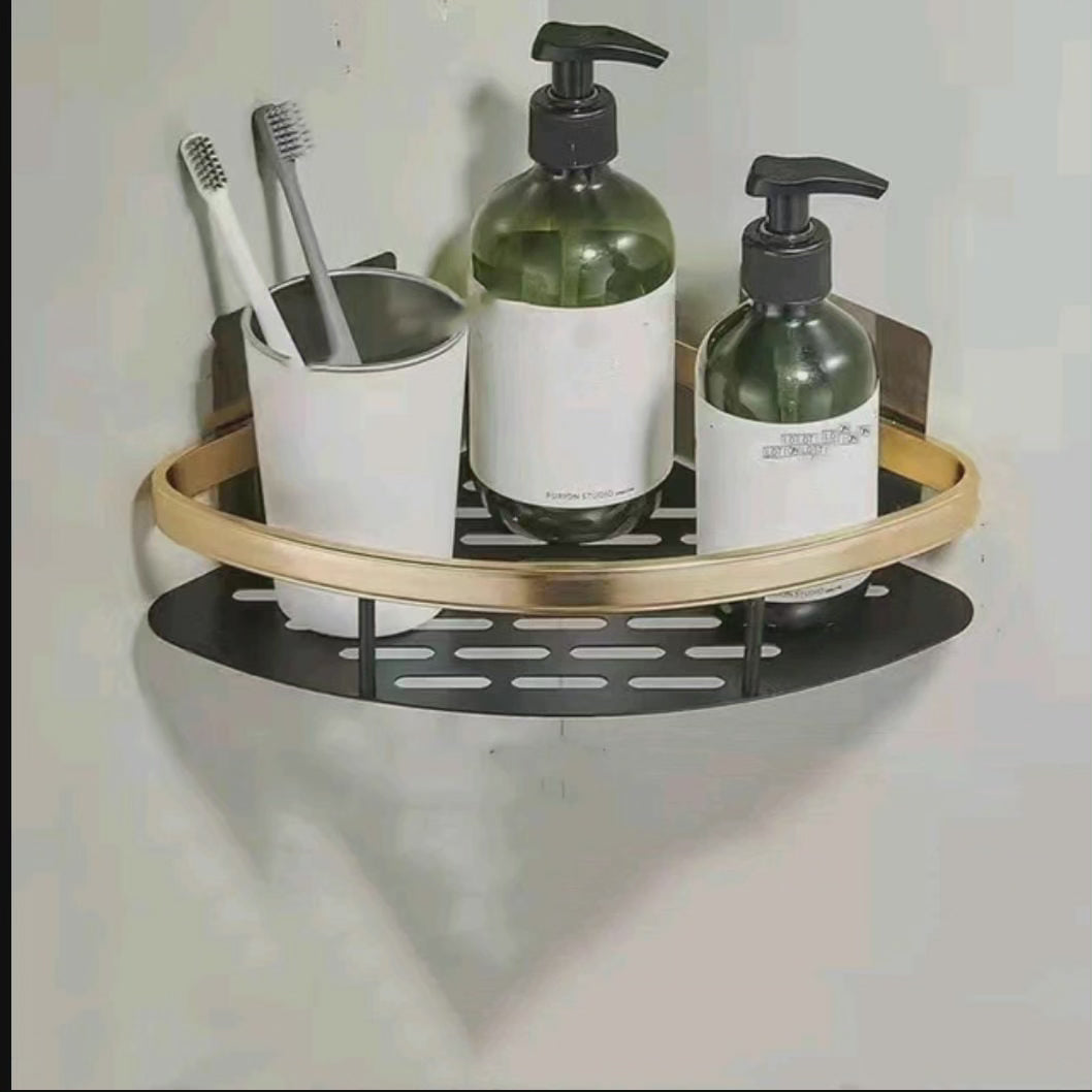 Étagère de coin de salle de bain en alliage d'aluminium avec autocollant