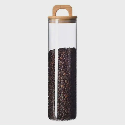 2150ml Bocal en verre borosilicate pour spaghetti avec couvercle en bambou