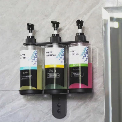 Distributeur de savon/shampooing/gel douche mural rechargeable 3 pièces Distributeur de savon mural