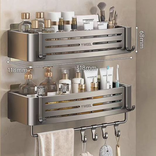 Ensemble de 2 organisateurs de salle de bain en aluminium