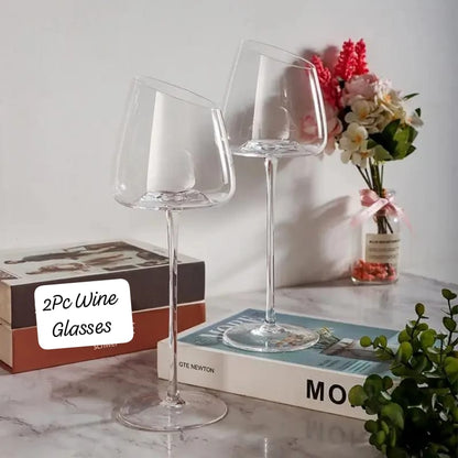2Pc verres à vin inclinés