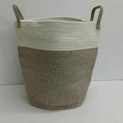 Panier à linge décoratif en corde de coton tissée avec poignées
