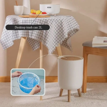 Conteneur à déchets avec couvercle en bois grainé