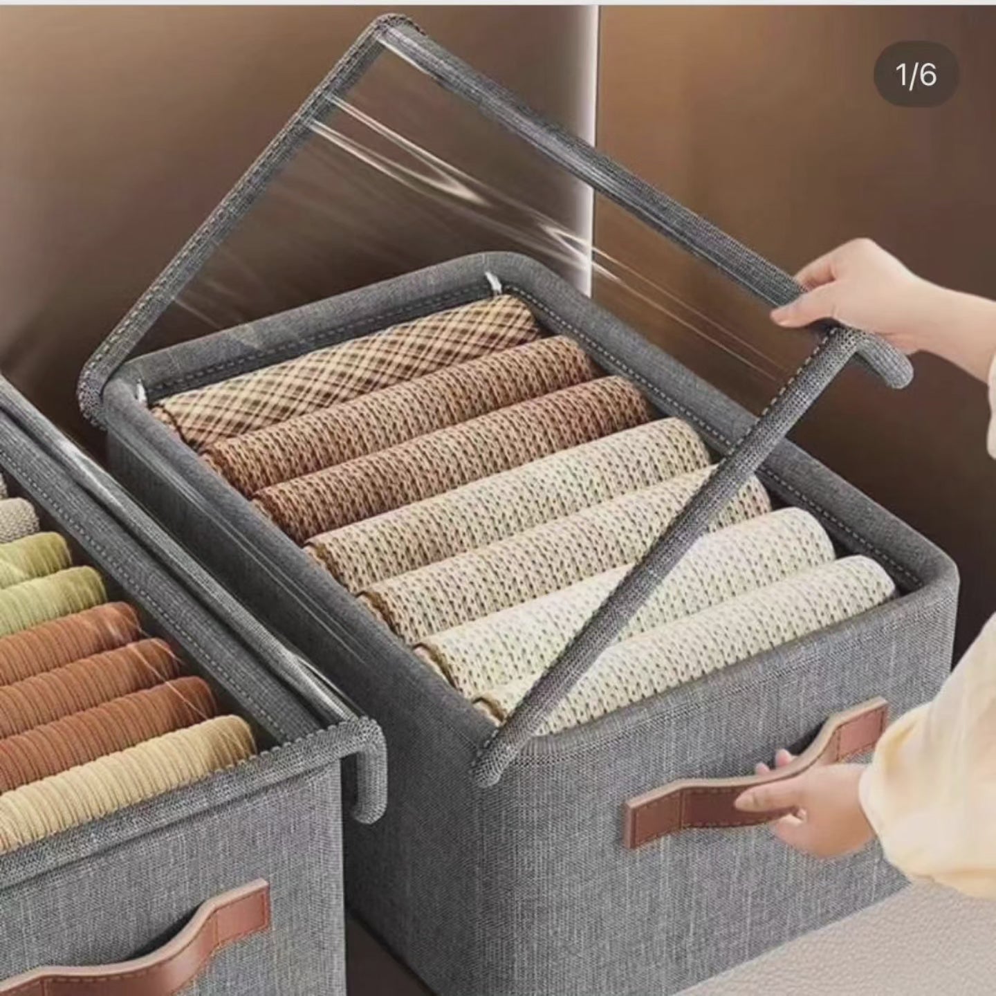 Organisateur de placard pliable en tissu dur avec couvercle