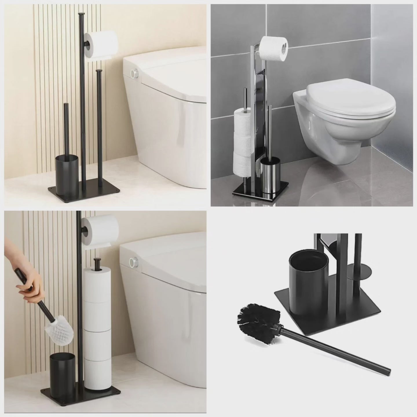 Porte-tissu métallique avec brosse de toilette BlackNov