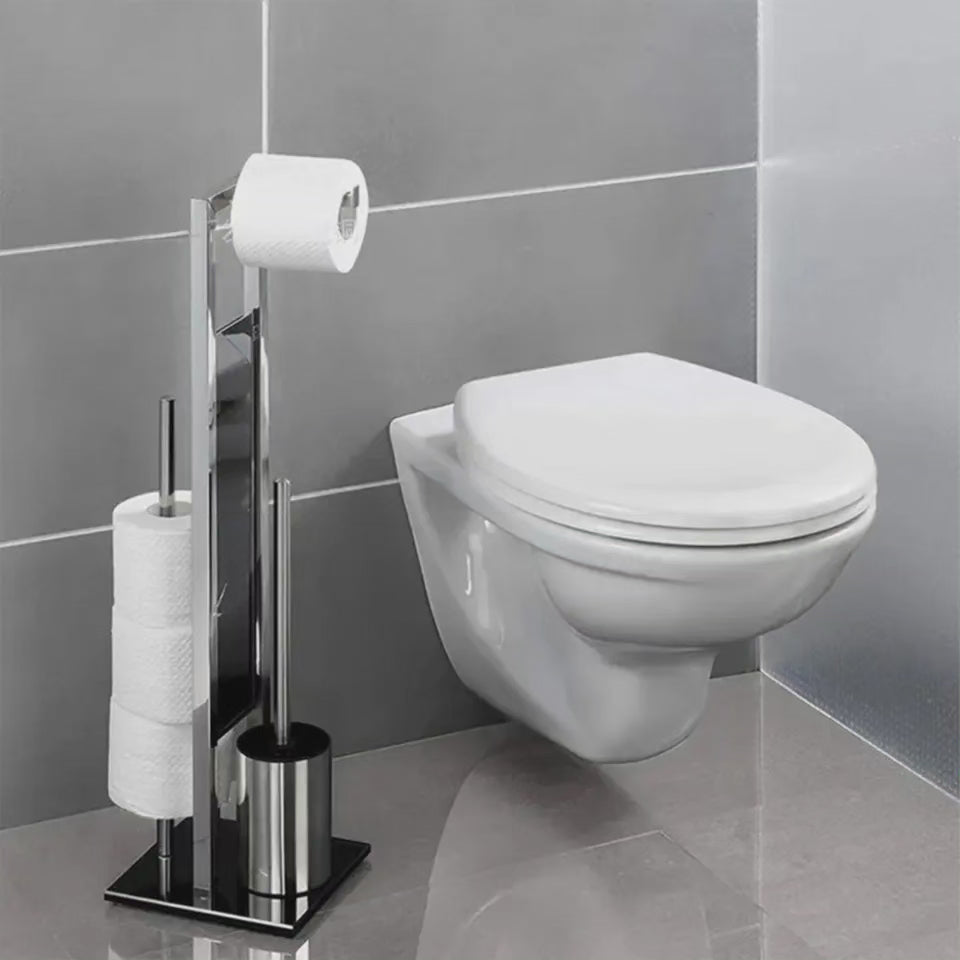 Porte-tissu métallique avec brosse de toilette BlackNov