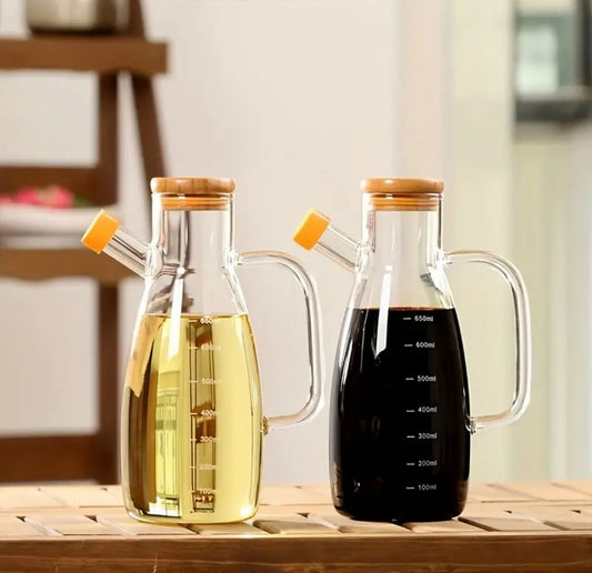 Bouteille en verre de 1000 ml avec couvercle en bambou