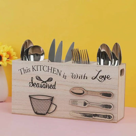Porte-ustensiles de cuisine en bois Couvert
