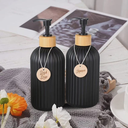 *ensemble de 2 pcs de distributeur de savon et de main avec plateau en bois