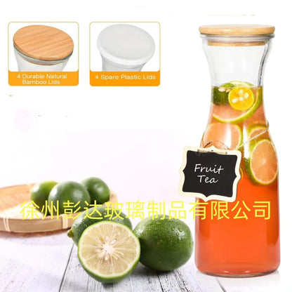 Carafe en verre avec couvercle en bambou
