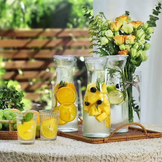 Carafe en verre avec couvercle en bambou