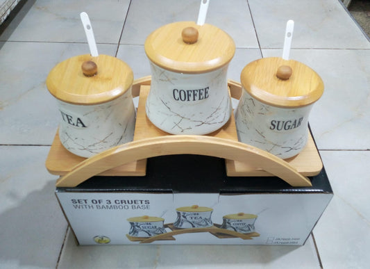 Bocal à thé, café, sucre