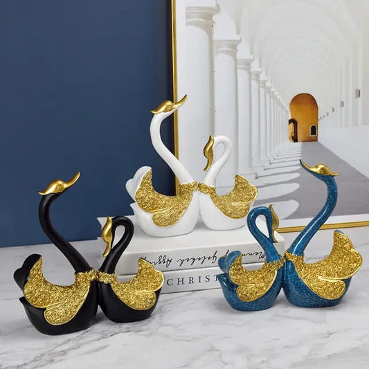 Paire Swan décoration intérieure figurine en résine