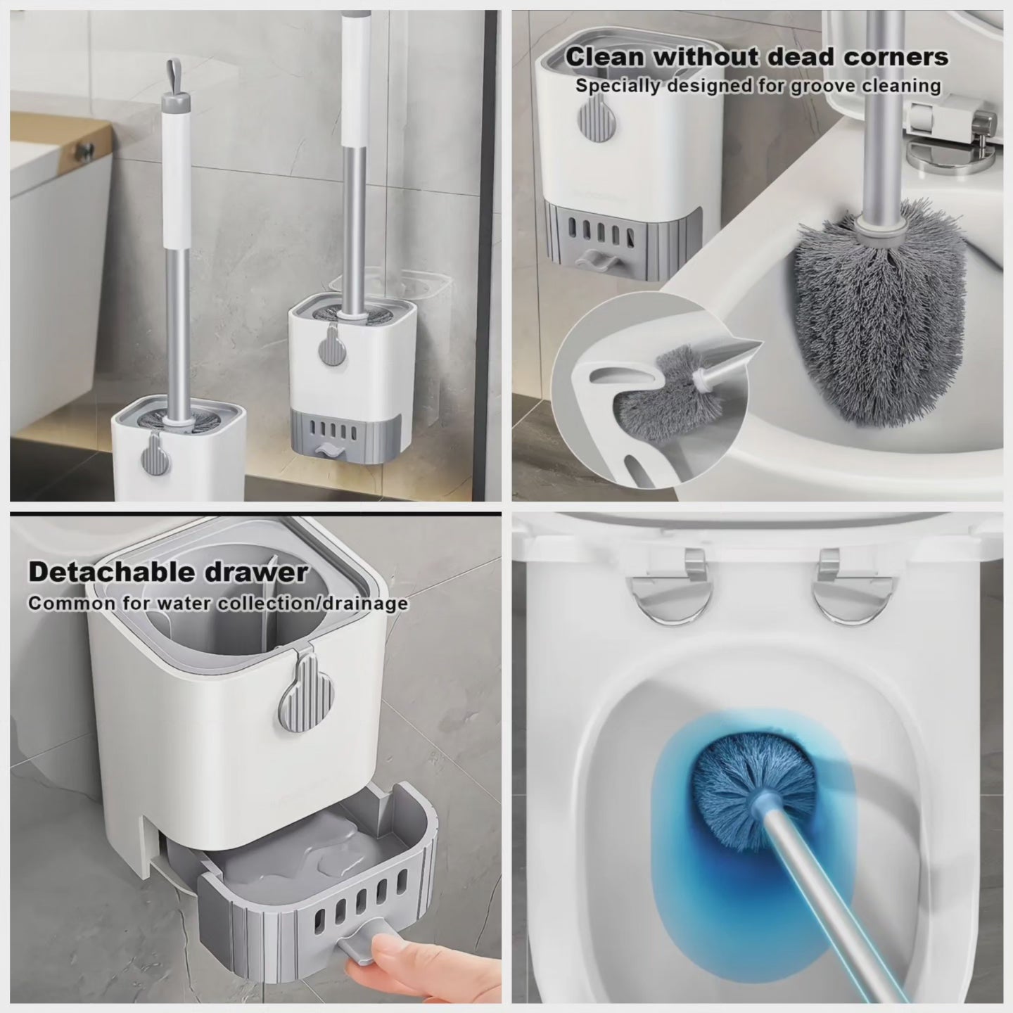 Brosse de toilette murale avec support