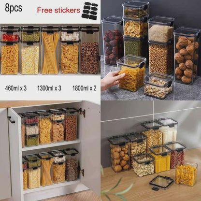 8pcs Contenants de Rangement Alimentaire en Acrylique Transparent