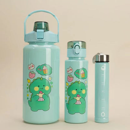 3 en 1 ensemble de bouteilles d'eau motivantes