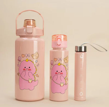 3 en 1 ensemble de bouteilles d'eau motivantes