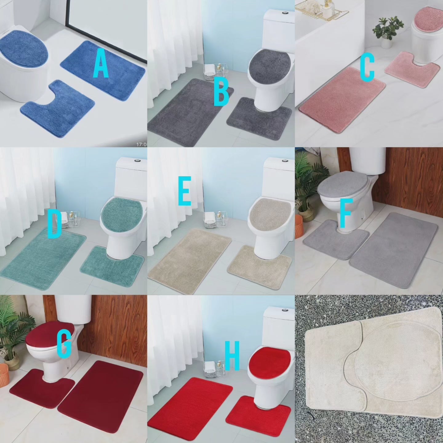 Tapis de toilette absorbant 3 pièces