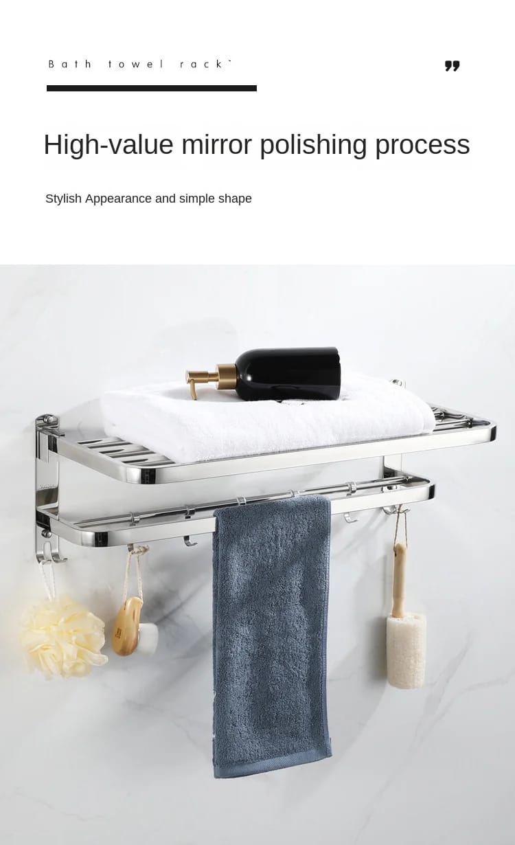 Support de Serviette Murale de Salle de Bain avec Crochets